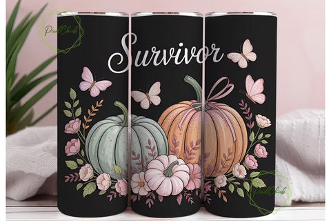 Breast Cancer Survivor 20oz Tumbler Wrap Sublimation PixelChick 