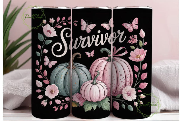 Breast Cancer Survivor 20oz Tumbler Wrap Sublimation PixelChick 