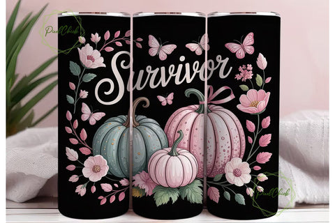 Breast Cancer Survivor 20oz Tumbler Wrap Sublimation PixelChick 