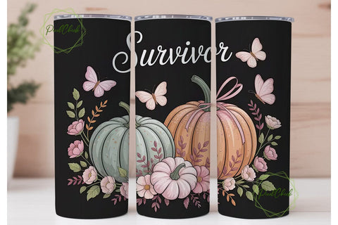 Breast Cancer Survivor 20oz Tumbler Wrap Sublimation PixelChick 