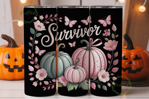 Breast Cancer Survivor 20oz Tumbler Wrap Sublimation PixelChick 