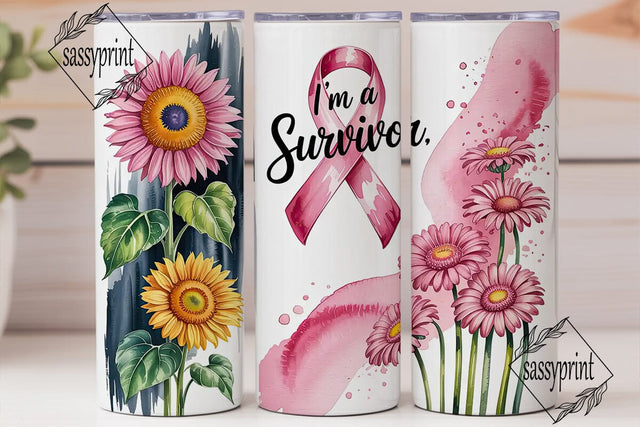 Breast Cancer Survivor 20oz Tumbler Wrap Sublimation sassyprint 