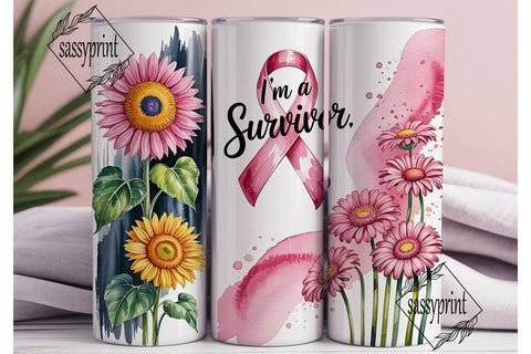 Breast Cancer Survivor 20oz Tumbler Wrap Sublimation sassyprint 