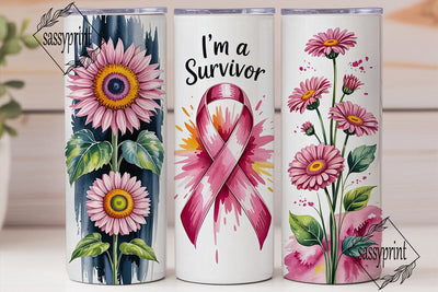 Breast Cancer Survivor 20oz Tumbler Wrap Sublimation sassyprint 