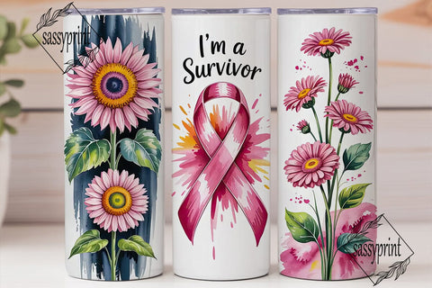 Breast Cancer Survivor 20oz Tumbler Wrap Sublimation sassyprint 