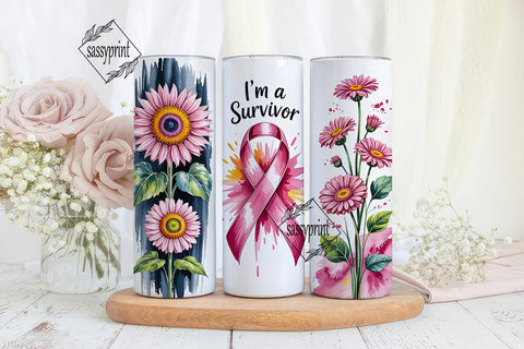 Breast Cancer Survivor 20oz Tumbler Wrap Sublimation sassyprint 