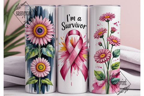 Breast Cancer Survivor 20oz Tumbler Wrap Sublimation sassyprint 