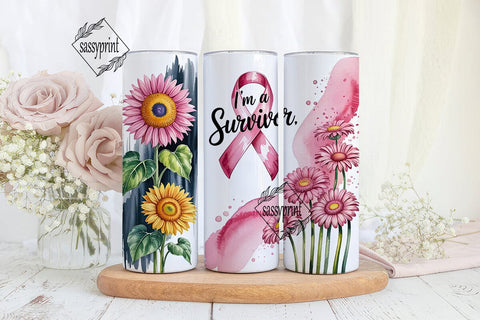 Breast Cancer Survivor 20oz Tumbler Wrap Sublimation sassyprint 