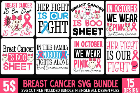 Breast Cancer SVG Bundle, Breast Cancer Halloween SVG Bundle, Breast Cancer Sublimation PNG, Breast Cancer SVG Cut File SVG BlackCatsMedia 