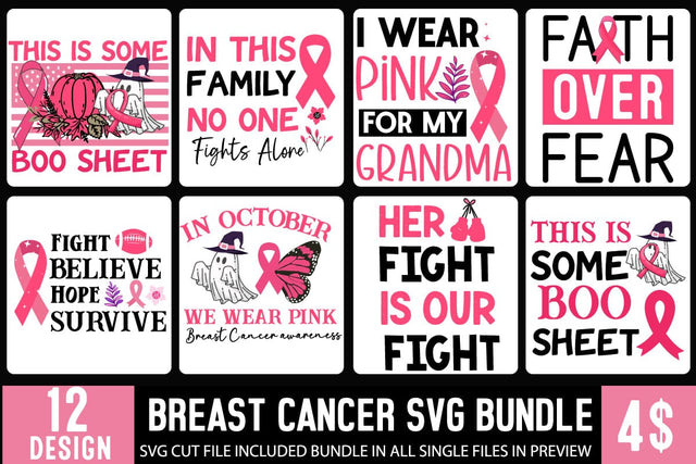 Breast Cancer SVG Bundle,Breast Cancer Bundle,Awareness SVG Cut File, Breast Cancer SVG Bundle, Awareness Sublimation PNG,In October we wear Pink Svg Bundle SVG BlackCatsMedia 
