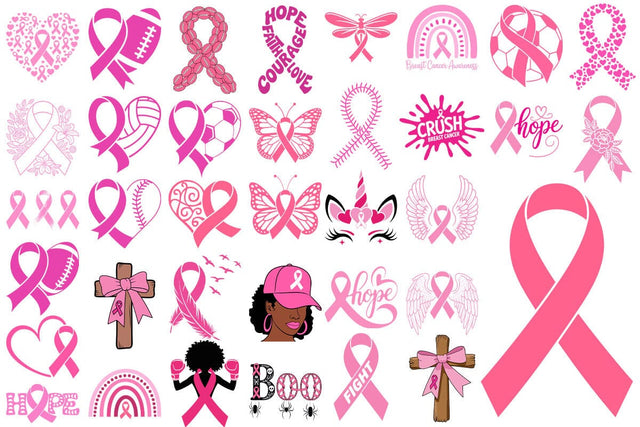 Breast Cancer Svg Element Vector Bundle , Cancer Survivor, Fight Cancer Quote Svg SVG DesignDestine 