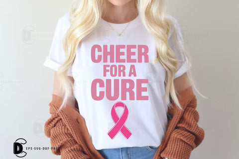 Breast Cancer SVG PNG, Breast Cancer Quote T-shirt Design, Cheer For A Cure SVG FiveStarCrafting 