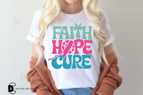 Breast Cancer SVG PNG, Breast Cancer Quote T-shirt Design, Faith Hope Cure SVG FiveStarCrafting 