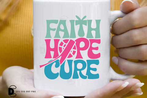 Breast Cancer SVG PNG, Breast Cancer Quote T-shirt Design, Faith Hope Cure SVG FiveStarCrafting 