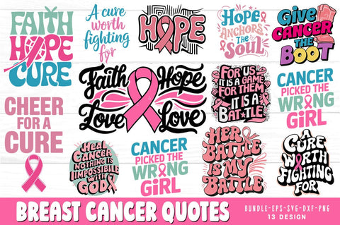 Breast Cancer SVG PNG Bundle Breast Cancer Quote T-shirt Design SVG FiveStarCrafting 