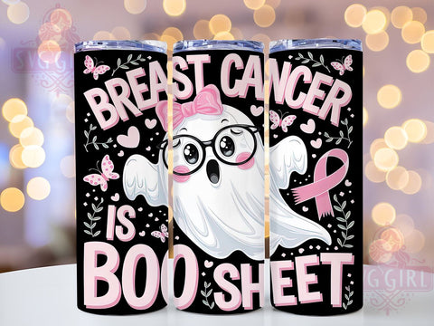 Breast Cancer Tumbler, Boo Sheet Ghost Design, Cute Ghost Tumbler, 20 oz Halloween Wrap, PNG File for Tumbler, Cancer Awareness Gift, Spooky Support Tumbler, Funny Halloween Mug Sublimation SvggirlplusArt 