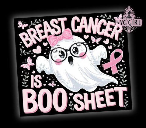 Breast Cancer Tumbler, Boo Sheet Ghost Design, Cute Ghost Tumbler, 20 oz Halloween Wrap, PNG File for Tumbler, Cancer Awareness Gift, Spooky Support Tumbler, Funny Halloween Mug Sublimation SvggirlplusArt 