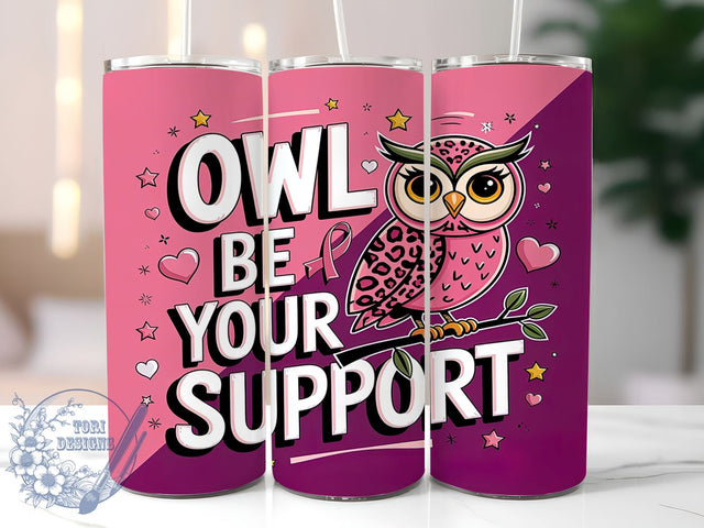 Breast Cancer Tumbler, Owl Support Mug, Awareness Cup, 20 oz Sublimation, Pink Ribbon Design, Cancer Support Gift, Breast Cancer Awareness, Inspirational Drinkware Sublimation ToriDesigns 