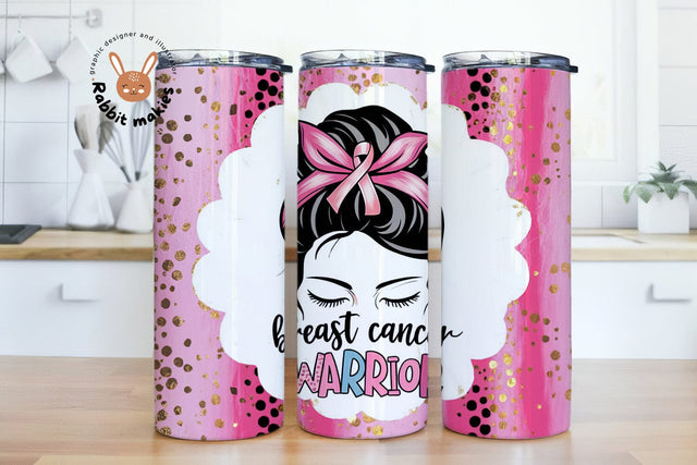 Breast Cancer Tumbler PNG, Breast Cancer Warrior Tumbler Sublimation Design Download, Awareness 20oz Skinny Tumbler Design PNG Sublimation Rabbitmakies 
