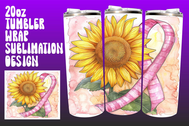Breast Cancer Tumbler Wrap with Floral Sublimation afrosvg 