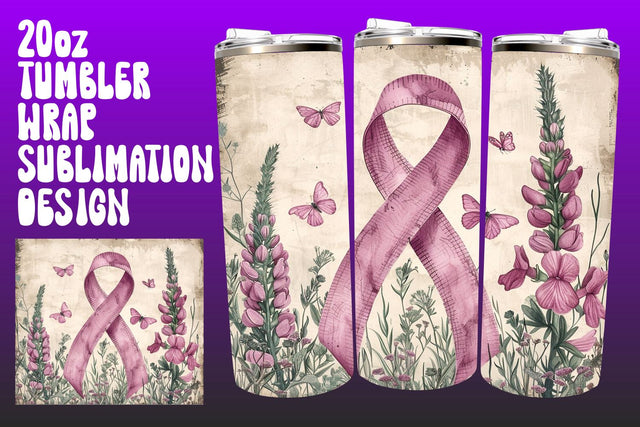 Breast Cancer Tumbler Wrap with Pink Sublimation afrosvg 