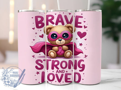 Breast Cancer, Tumblers, Sublimation Design, Strong Women, Brave, Pink Ribbon, Inspirational Gift, Cancer Awareness Sublimation ToriDesigns 
