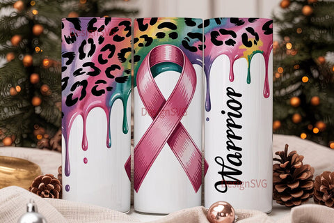 Breast Cancer Warrior 20oz Tumbler Wrap Sublimation DesignSVG 