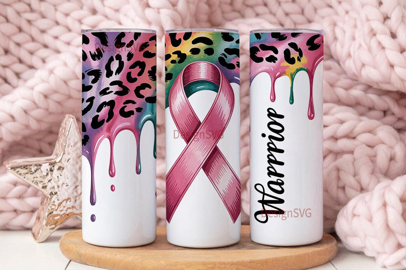 Breast Cancer Warrior 20oz Tumbler Wrap Sublimation DesignSVG 