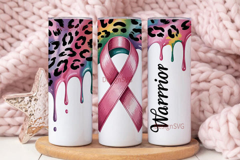 Breast Cancer Warrior 20oz Tumbler Wrap Sublimation DesignSVG 