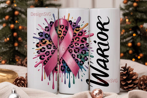 Breast Cancer Warrior 20oz Tumbler Wrap Sublimation DesignSVG 