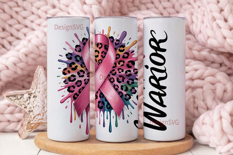 Breast Cancer Warrior 20oz Tumbler Wrap Sublimation DesignSVG 