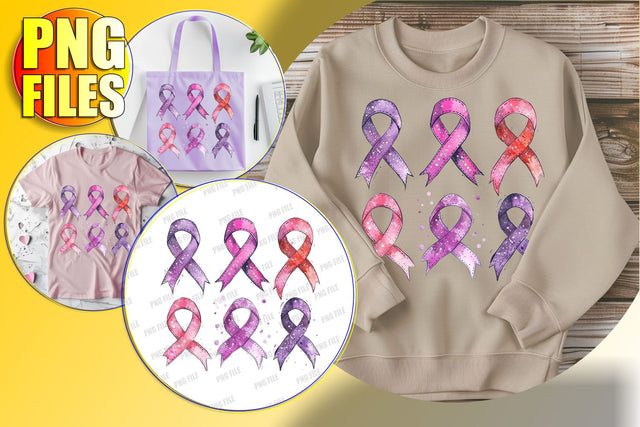 Breast Cancer Watercolor Ribbon Design Sublimation afrosvg 
