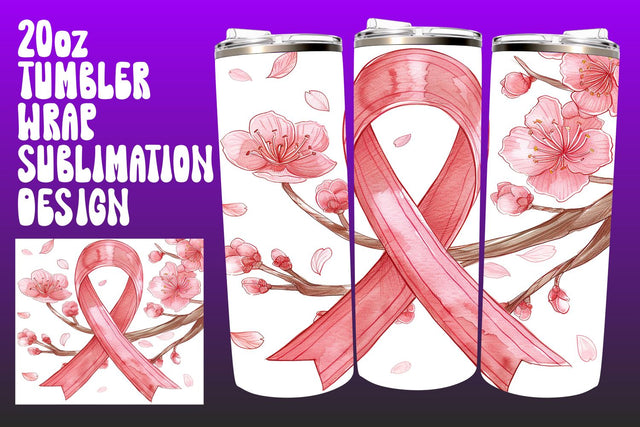 Breast Cancer Watercolor Tumbler Wrap Sublimation afrosvg 