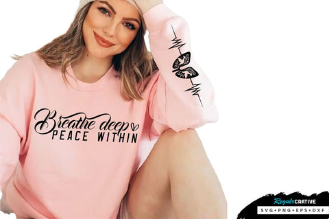 Breathe deep peace within Sleeve SVG Design, Inspirational sleeve SVG, Motivational Sleeve SVG Design, Positive Sleeve SVG SVG Regulrcrative 