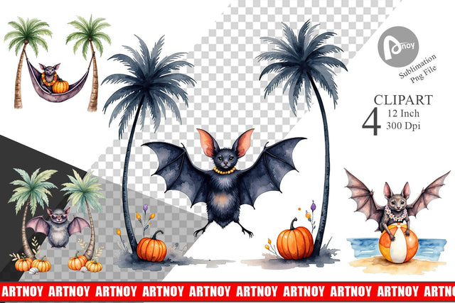 Breezy Bat Nights Clipart Sublimation artnoy 