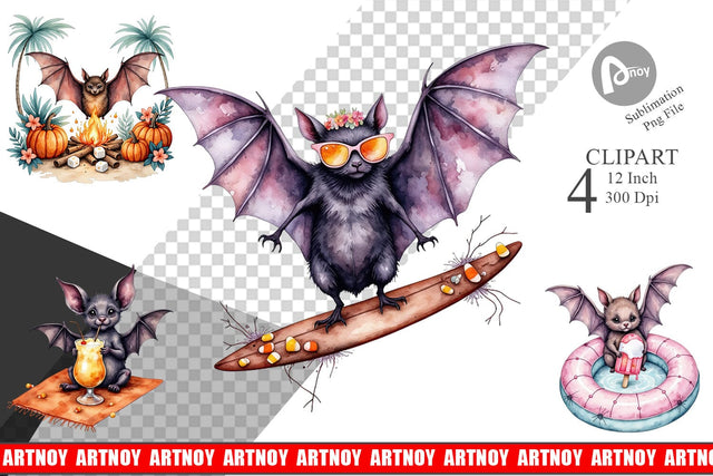 Breezy Bat Nights Clipart Sublimation artnoy 