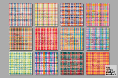 Breezy Summer Plaid Digital Paper - Vacation Sublimation Flannel Digital Pattern Fine Purple Elephant Creations 