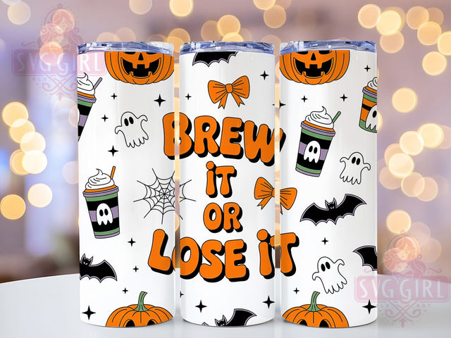 Brew It or Lose It Cute Halloween Tumbler, Spooky Cute Animal Wrap, Halloween Coffee Lover Cup, Witchy Animal Sublimation, Cute Halloween Drinkware, Kawaii Spooky Tumbler, Haunted Coffee Design Sublimation SvggirlplusArt 