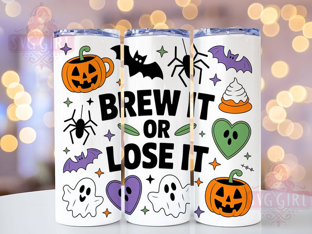 Brew It or Lose It Cute Halloween Tumbler, Spooky Cute Animal Wrap, Halloween Coffee Lover Cup, Witchy Animal Sublimation, Cute Halloween Drinkware, Kawaii Spooky Tumbler, Haunted Coffee Design Sublimation SvggirlplusArt 