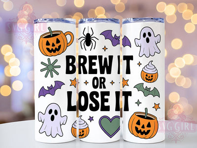 Brew It or Lose It Cute Halloween Tumbler, Spooky Cute Animal Wrap, Halloween Coffee Lover Cup, Witchy Animal Sublimation, Cute Halloween Drinkware, Kawaii Spooky Tumbler, Haunted Coffee Design Sublimation SvggirlplusArt 