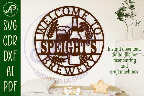 Brewery name wall art sign, SVG file SVG APInspireddesigns 