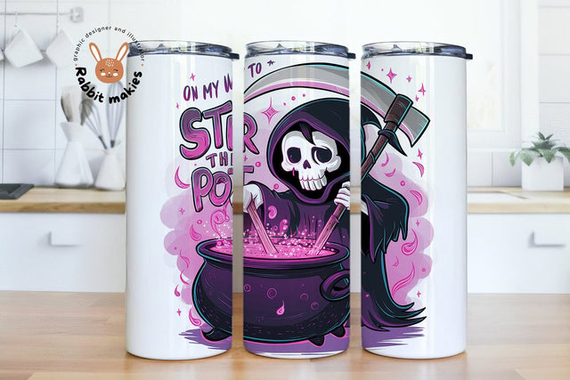 Brewing Trouble 20 oz skinny tumbler png, Retro Skeleton and Flowers Tumbler Png, Witch Halloween Snarky Skeleton Tumbler Sublimation Png Sublimation Rabbitmakies 