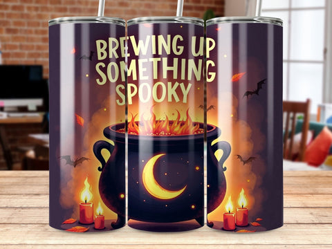 Brewing up something Spooky Halloween Tumbler Wrap PNG Sublimation Luvleigh Digitals 