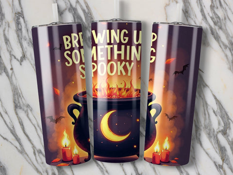 Brewing up something Spooky Halloween Tumbler Wrap PNG Sublimation Luvleigh Digitals 