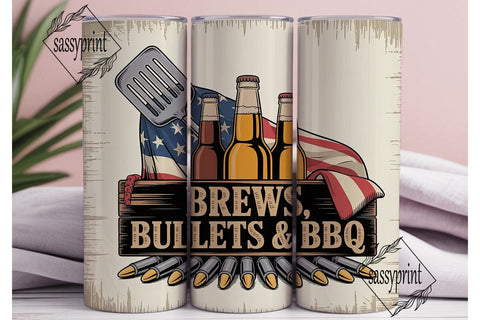 Brews, Bullets & BBQ 20oz Tumbler Sublimation sassyprint 
