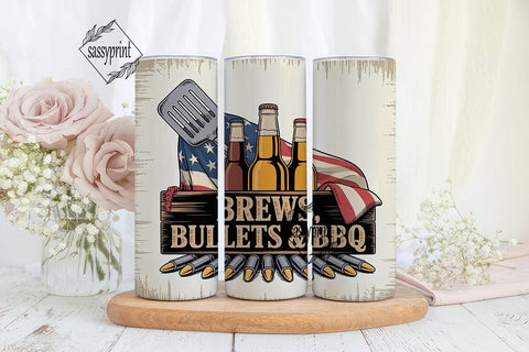 Brews, Bullets & BBQ 20oz Tumbler Sublimation sassyprint 