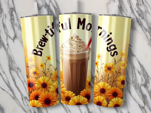Brewtiful Mornings Tumbler wrap Sublimation PNG Sublimation Luvleigh Digitals 