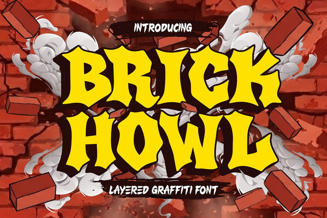 Brick Howl | 3D Wild Graffiti Style with Shadow Power Font Mozzatype 