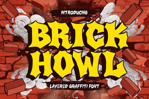 Brick Howl | 3D Wild Graffiti Style with Shadow Power Font Mozzatype 