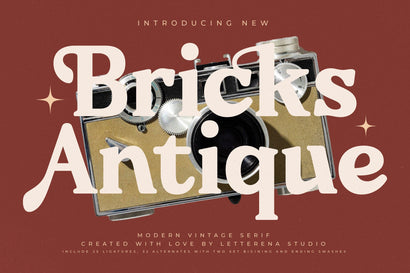 Bricks Antique - Modern Vintage Serif Font Letterena Studios 